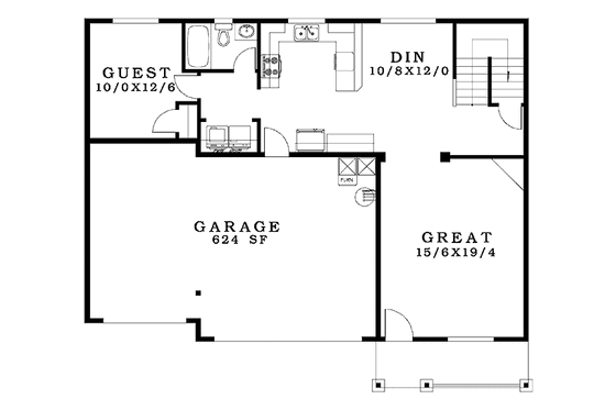 Floor Plan - Main Floor for Craftsman House Plan #943-27 - 4 bed, 3 bath