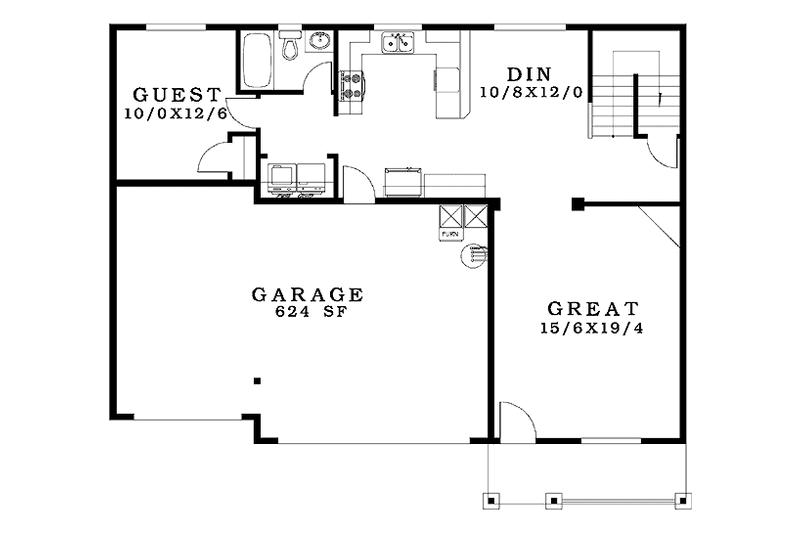 Home Plan - Floor Plan - Main Floor for Craftsman House Plan #943-27 - 4 bed, 3 bath