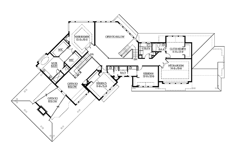 Dream House Plan - Floor Plan - Upper Floor for Craftsman House Plan #132-349 - 4 bed, 3.5 bath
