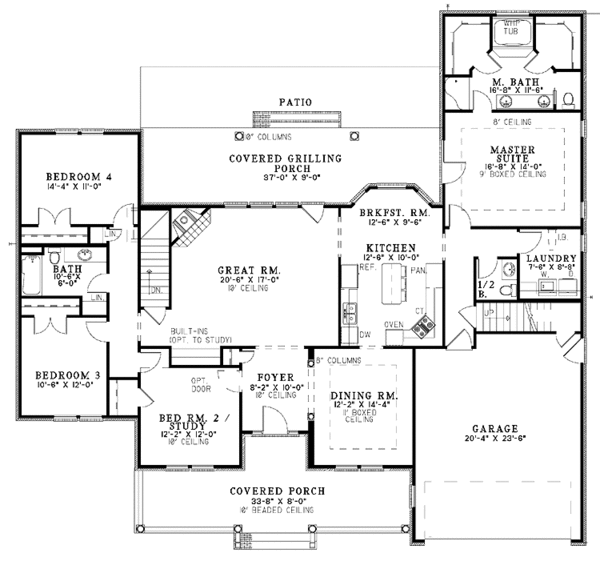 Architectural House Design - Colonial Floor Plan - Main Floor Plan #17-2688