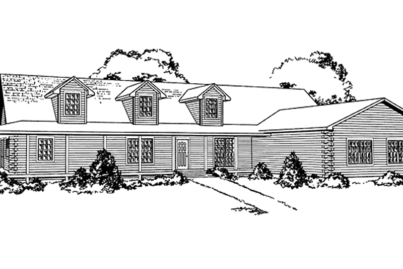 Dream House Plan - Log Exterior - Front Elevation Plan #964-1