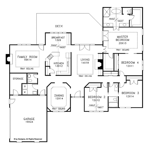 Dream House Plan - Ranch Floor Plan - Main Floor Plan #56-655