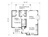 Cottage Style House Plan - 1 Beds 1 Baths 867 Sq/Ft Plan #22-566 
