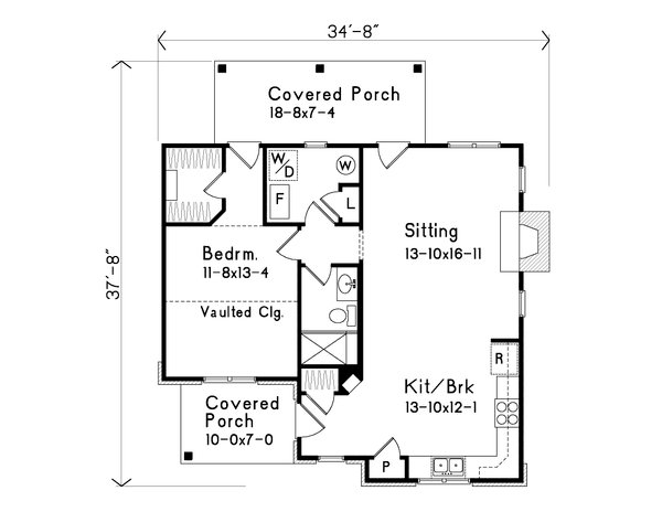 House Blueprint - Cottage Floor Plan - Main Floor Plan #22-566