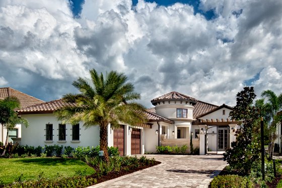 Exterior - Front Elevation 3 for Mediterranean House Plan #930-444 - 3 bed, 3.5 bath