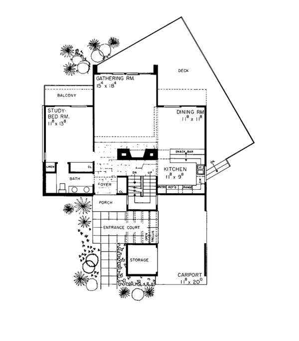 House Blueprint - Contemporary Floor Plan - Main Floor Plan #72-641