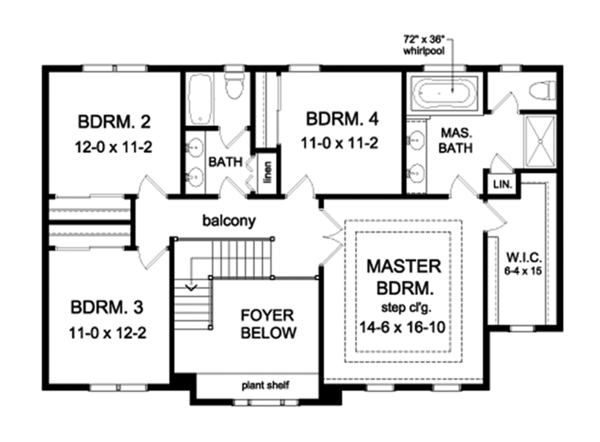 House Design - Colonial Floor Plan - Upper Floor Plan #1010-162