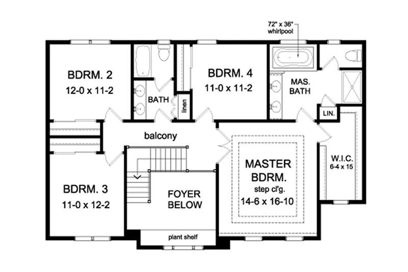 Architectural House Design - Floor Plan - Upper Floor for Colonial House Plan #1010-162 - 4 bed, 2.5 bath