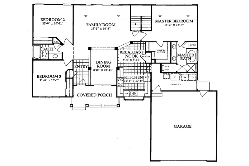 Home Plan - Floor Plan - Main Floor for Classical House Plan #942-6 - 3 bed, 2 bath