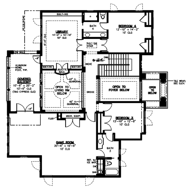 House Plan Design - Mediterranean Floor Plan - Upper Floor Plan #1019-17