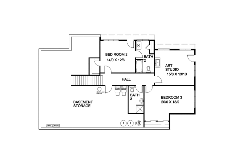 Dream House Plan - Floor Plan - Lower Floor for Craftsman House Plan #939-14 - 3 bed, 3.5 bath