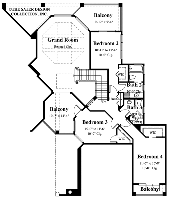 House Blueprint - Mediterranean Floor Plan - Upper Floor Plan #930-336