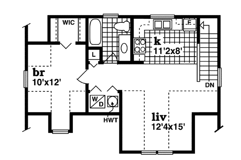 Home Plan - Floor Plan - Upper Floor for Cottage House Plan #47-514 - 1 bed, 1 bath