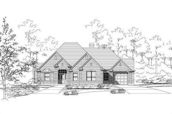 Exterior - Front Elevation for European House Plan #411-546 - 4 bed, 3 bath