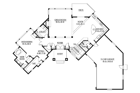 Floor Plan - Main Floor for Mediterranean House Plan #132-279 - 5 bed, 3.5 bath