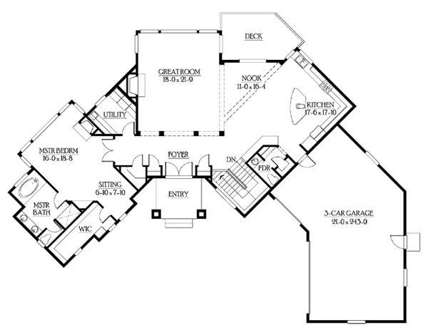 Architectural House Design - Mediterranean Floor Plan - Main Floor Plan #132-279