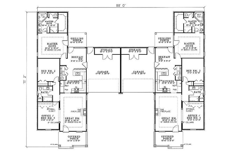 Dream House Plan - Floor Plan - Main Floor for Traditional House Plan #17-1069 - 3 bed, 2 bath