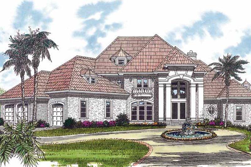Dream House Plan - Mediterranean Exterior - Front Elevation Plan #453-324