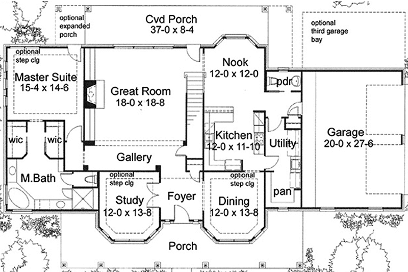 House Plan Design - Floor Plan - Main Floor for Country House Plan #120-234 - 3 bed, 2.5 bath