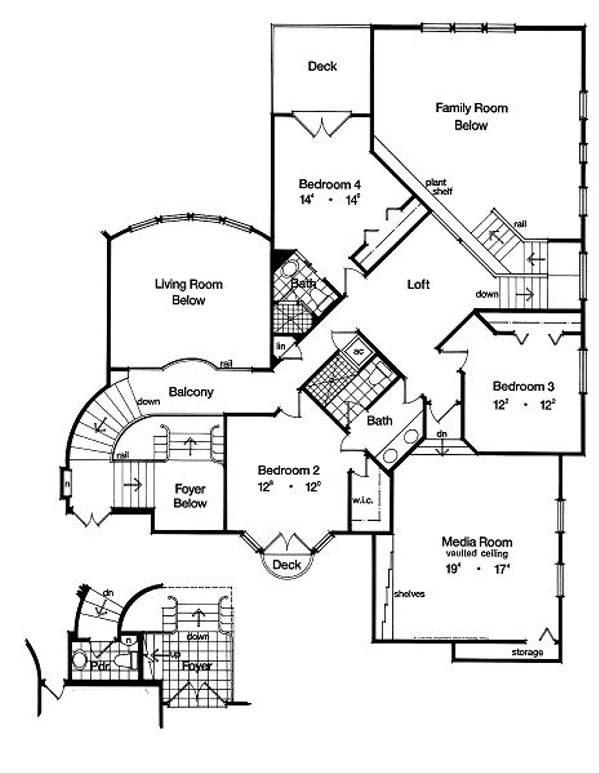 European Floor Plan - Upper Floor Plan #417-423