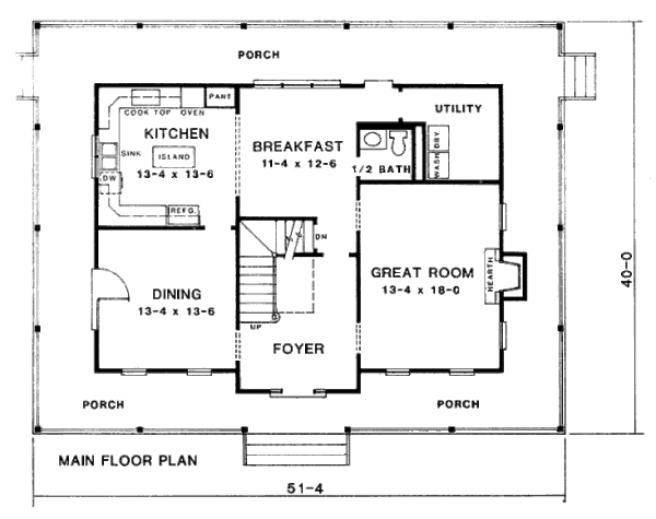 Home Plan - Country Floor Plan - Main Floor Plan #10-206
