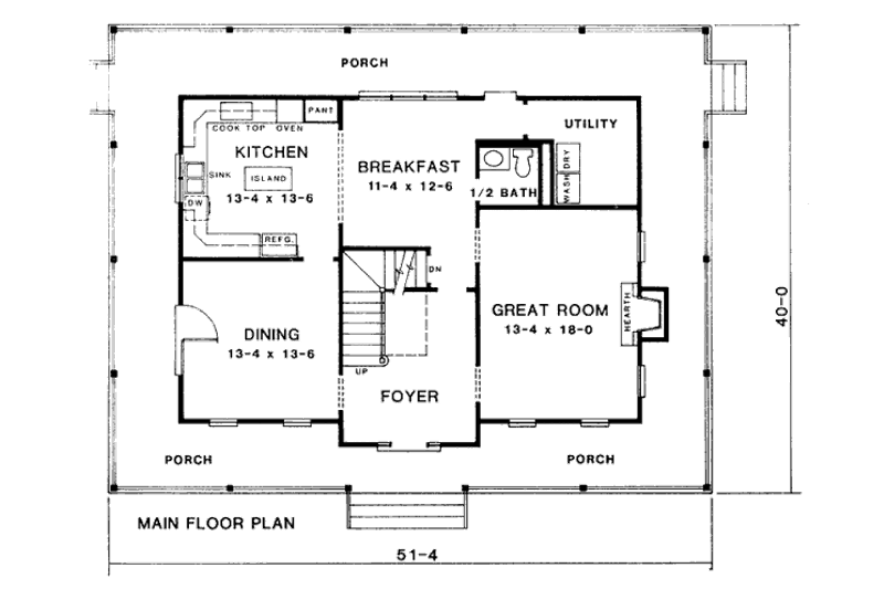 Home Plan - Floor Plan - Main Floor for Country House Plan #10-206 - 3 bed, 2.5 bath