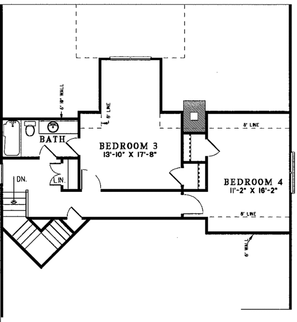 Home Plan - Traditional Floor Plan - Upper Floor Plan #17-3174