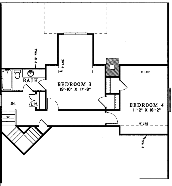 Traditional Floor Plan - Upper Floor Plan #17-3174