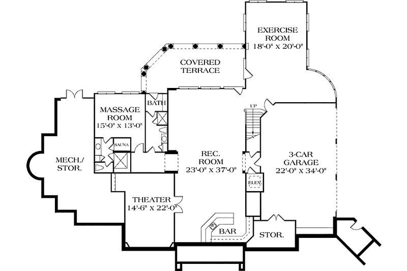 Home Plan - Floor Plan - Lower Floor for Mediterranean House Plan #453-440 - 5 bed, 7.5 bath
