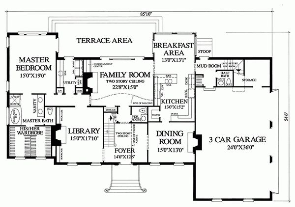 Home Plan - Southern Floor Plan - Main Floor Plan #137-170