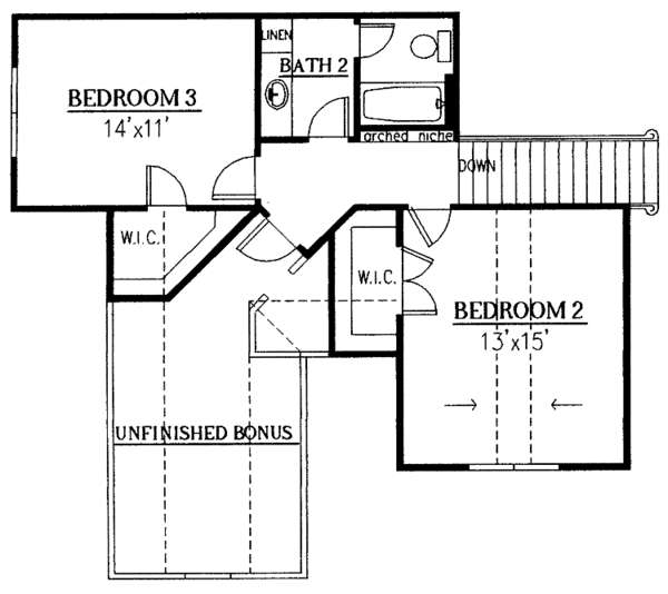 Architectural House Design - European Floor Plan - Upper Floor Plan #437-65