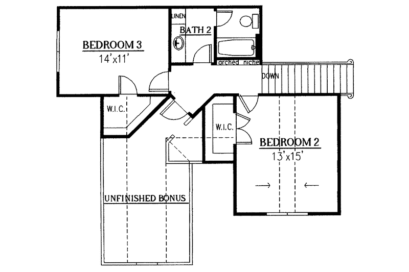 House Plan Design - Floor Plan - Upper Floor for European House Plan #437-65 - 3 bed, 2.5 bath