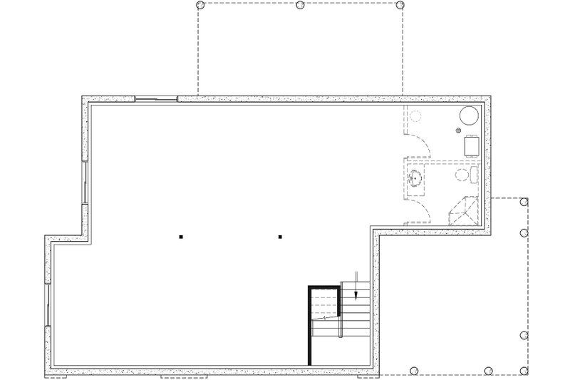 House Blueprint - Floor Plan - Lower Floor for Modern House Plan #23-2676 - 2 bed, 1 bath