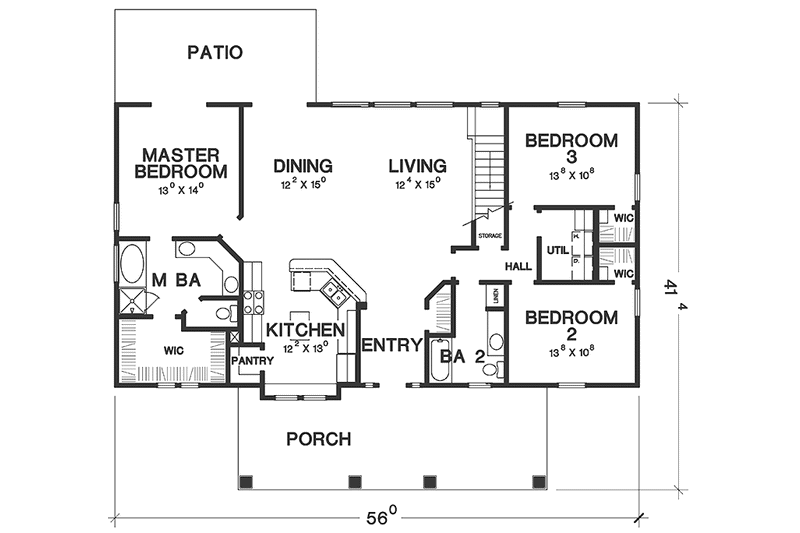 Home Plan - Floor Plan - Main Floor for Craftsman House Plan #472-369 - 4 bed, 3 bath