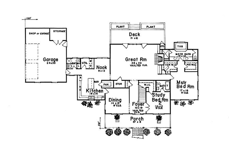Home Plan - Floor Plan - Main Floor for Country House Plan #52-249 - 4 bed, 4 bath