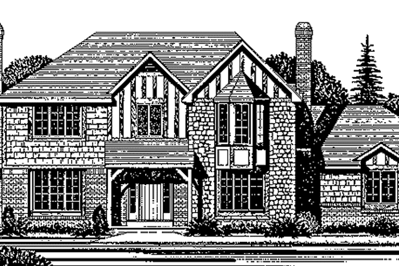 Dream House Plan - Tudor Exterior - Front Elevation Plan #1001-154