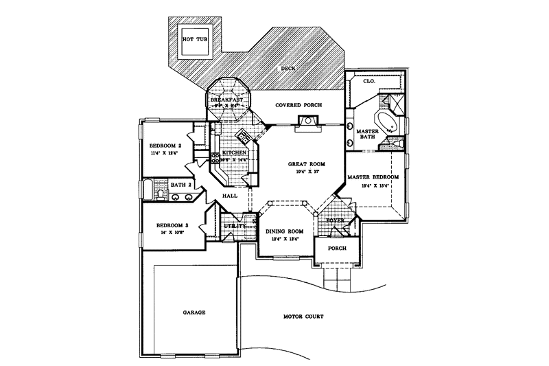 Home Plan - Floor Plan - Main Floor 1 for Ranch House Plan #952-168 - 3 bed, 2 bath