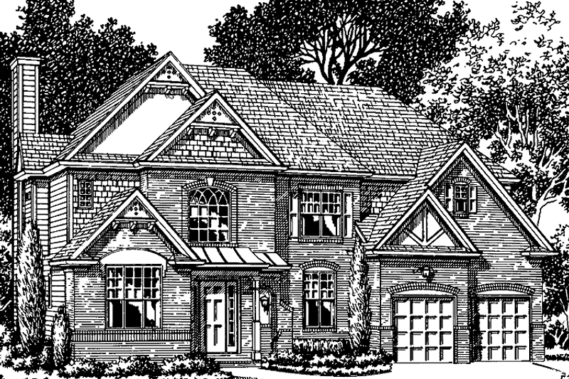 Home Plan - Exterior - Front Elevation 3 for Tudor House Plan #54-249 - 4 bed, 2.5 bath