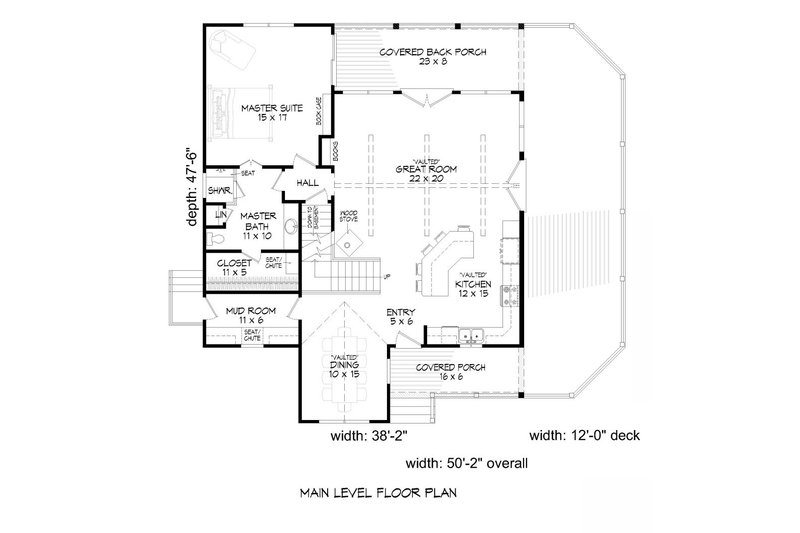 House Blueprint - Floor Plan - Main Floor for Country House Plan #932-9 - 2 bed, 2 bath
