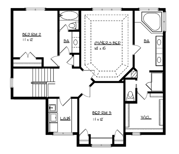 House Design - Country Floor Plan - Upper Floor Plan #320-999