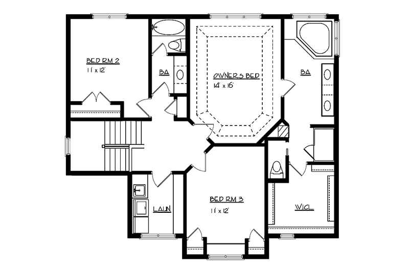 House Blueprint - Floor Plan - Upper Floor for Country House Plan #320-999 - 3 bed, 2.5 bath