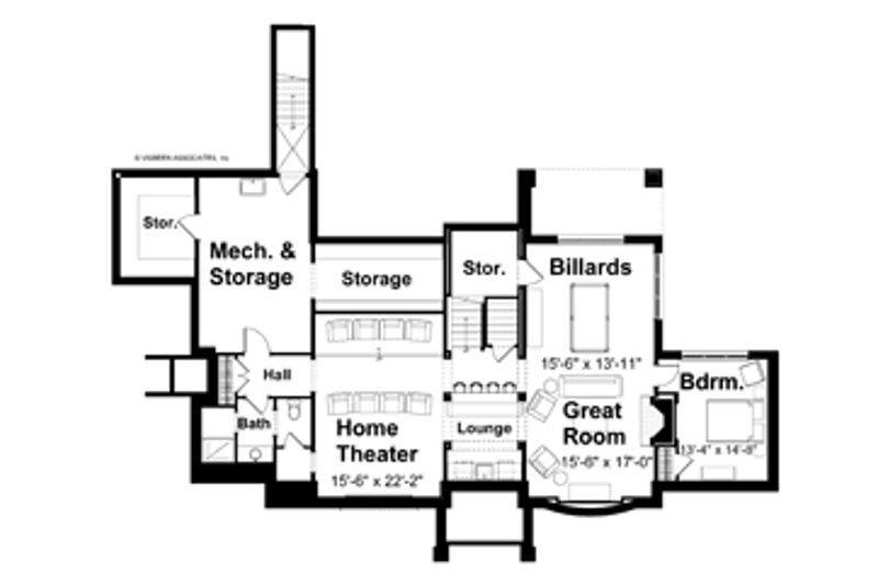 Dream House Plan - Floor Plan - Lower Floor for Craftsman House Plan #928-19 - 4 bed, 3.5 bath