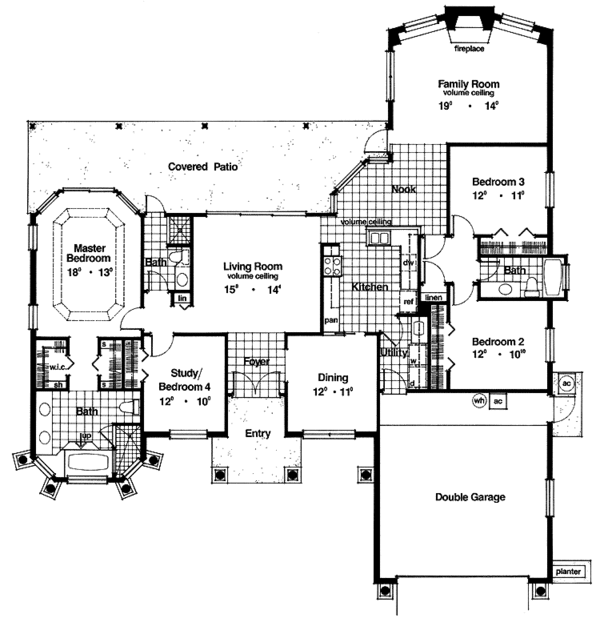 Architectural House Design - Mediterranean Floor Plan - Main Floor Plan #417-514