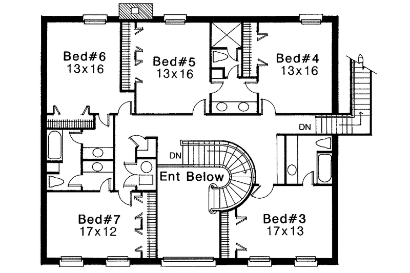 Home Plan - Floor Plan - Upper Floor for Classical House Plan #310-1068 - 7 bed, 5.5 bath