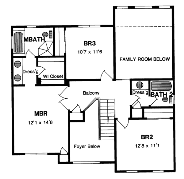 Home Plan - Colonial Floor Plan - Upper Floor Plan #316-131