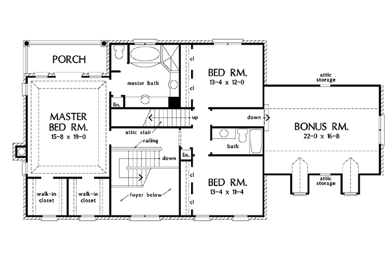 Home Plan - Floor Plan - Upper Floor for Classical House Plan #929-626 - 3 bed, 2.5 bath