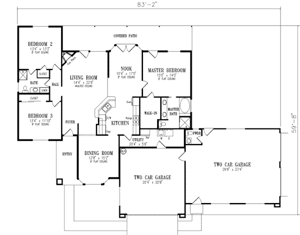 Adobe / Southwestern Floor Plan - Main Floor Plan #1-420