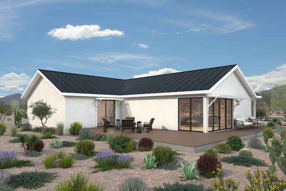 Exterior - Rear Elevation for Ranch House Plan #497-12 - 3 bed, 2 bath