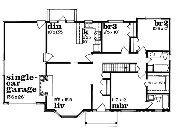 Architectural House Design - Colonial Floor Plan - Main Floor Plan #47-959