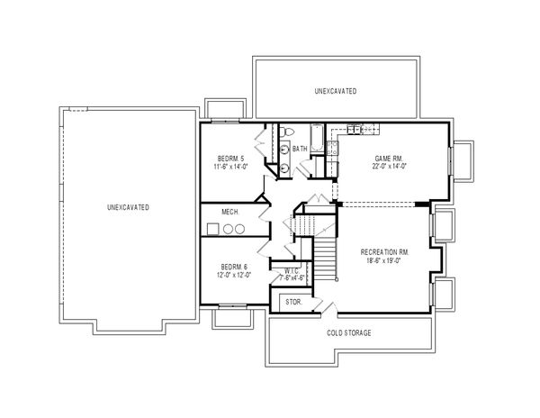 Craftsman Floor Plan - Lower Floor Plan #920-74